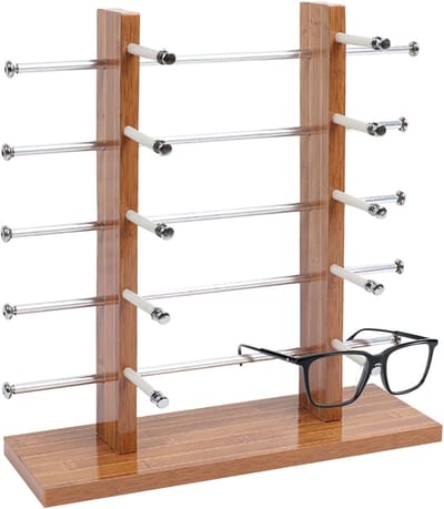Zonnebrillen Organizer - Brillenhouder Display - Opbergen Collectie - Houten Constructie - 36.5 x 34.5 x 12 cm - Natuurlijk Hout
