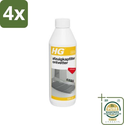 HG Afzuigkapfilter Ontvetter 500 ml - Voordeelverpakking - 4 stuks - Keukenreiniger - Vetverwijderaar