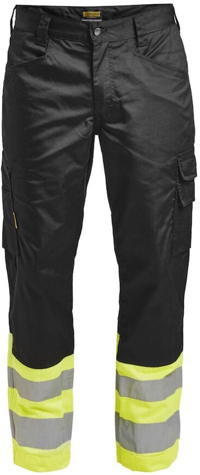 Jobman 2314 Hi-Vis Service Trousers 65231420 - Zwart/Geel - D084
