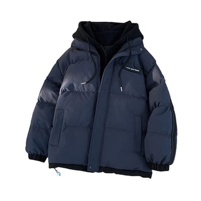 Automne et hiver nouveau manteau en coton hommes couleur jour décontracté tendance ample chaud coton rembourré veste avec manteau épais à capuche 4XL black