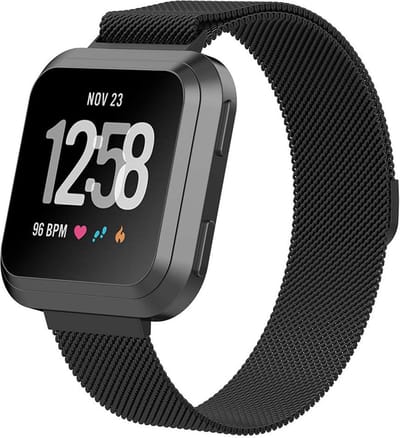 Bandje geschikt voor Fitbit Versa Lite - Zwart Milanese Band