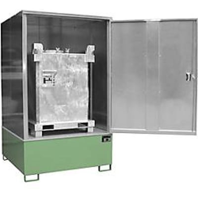 BAUER Kast GS-4 voor gevaarlijke stoffen, voor 1 x 1000 l IBC, B 1475 x D 1460 x H 2410 mm, resedagroen