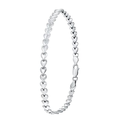 Lucardi Dames Armband rhodiumplated hart schakel - Echt Zilver - Armband - Cadeau - 19 cm - Zilverkleurig