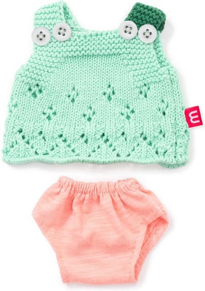 ML Poppen: KLEDIJ SET groen/roos voor meisje 21cm, 2-delig, top en broekje, met  kleerhanger, 3+