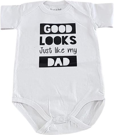 romper baby met tekst papa good looks just like my dad maat 74-80 korte mouw cadeau eerste vaderdag jongen meisje