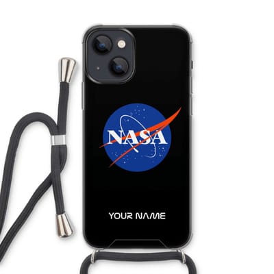 Gepersonaliseerd - Case Company® - Hoesje met koord geschikt voor iPhone 13 hoesje met Koord - NASA - Telefoonhoesje met Zwart Koord - Extra Bescherming aan alle Kanten en Over de Schermrand
