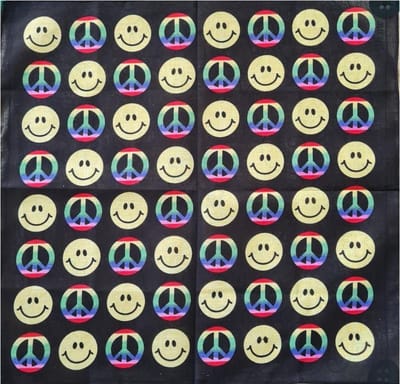 Haarsoires Haarband Bandana Zakdoek 55cm – Smiley Print – Zwart Geel - Multifunctioneel Accessoire voor Haar, Festivals en Mode - One Size & Unisex