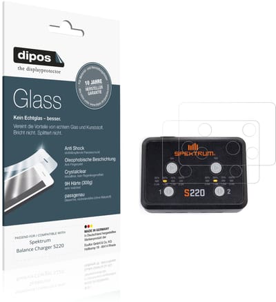 dipos – 2x Pantserfolie geschikt voor Spektrum Balance Charger S220 | 9H Screenprotector