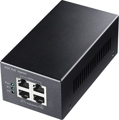 Cudy 2-Port Gigabit PoE+ Injector – 2×30W – IEEE 802.3af/at – Dual Channel – Plug & Play