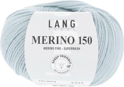 Lang Yarns Merino 150 - 74 ijsblauw - Merinowol Garen