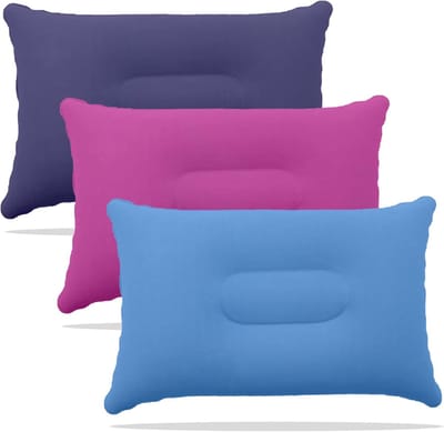 SnelShoppen - 3PCS Camping Kussens Ultralicht Opblaasbaar Kussen Vierkant Flockstof voor Wandelen, Kamperen, Reizen, Nappen, Kantoor, Nek & Lumbaal On