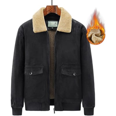 Manteau Coton Daim Automne et Hiver Homme Revers Vêtement de Travail Veste Plus Velours Jeunesse Rétro Veste Ample Homme 5XL black