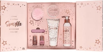 Luxury set - Smile Sparkle Shine - Geschenkset - Gift box - Lichaamsverzorging - Sleutelhanger - Cadeau - Roze - 7 Delig
