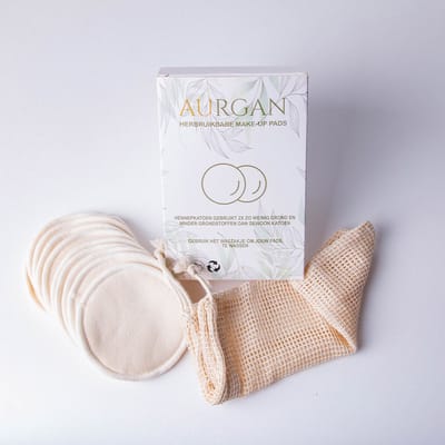 Aurgan herbruikbare hennep make up remover pads -  10 stuks - Make up verwijder pads - Hennep katoen - make up sponsje