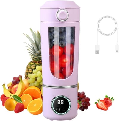 Draagbare Blender - Mini Mixer - Gezonde Drankjes Maken - 12 Roestvrijstalen Messen - 700 ml - Violet