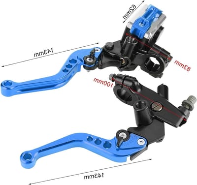 Universele Hydraulische Remhendel voor Motoren - Set van 1 Paar 22mm (7/8") - Geschikt voor Pitbike, ATV en Master Cilinder met Reservoir (Blauw)