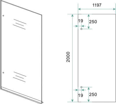 Wiesbaden Less Glasplaat Links 120 x 200 cm - Spiegelrook Glas