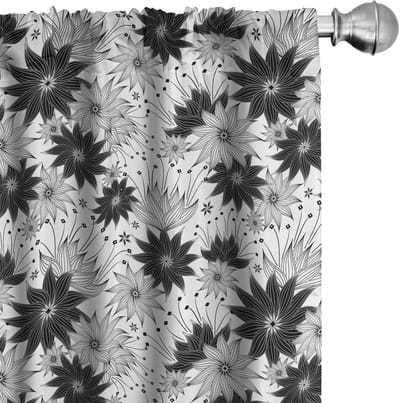 ABAKUHAUS Gordijnen – Vintage Garden 2-delige set – B75×H175 – Zwart/Wit