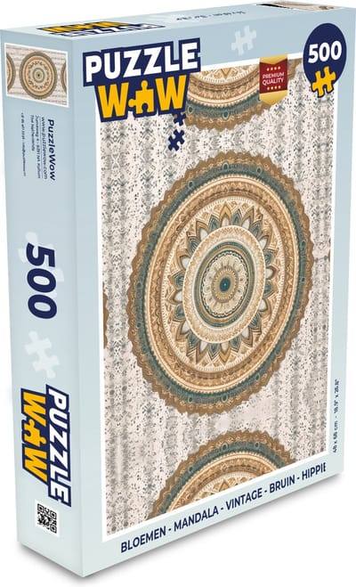 Puzzel Bloemen - Mandala - Vintage - Bruin - Hippie - Legpuzzel - Puzzel 500 stukjes