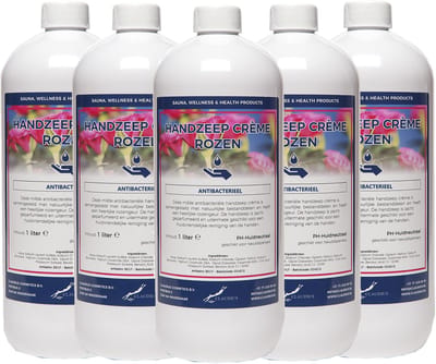 Handzeep Creme Rozen 1 liter - set van 5 stuks - Voordeelverpakking