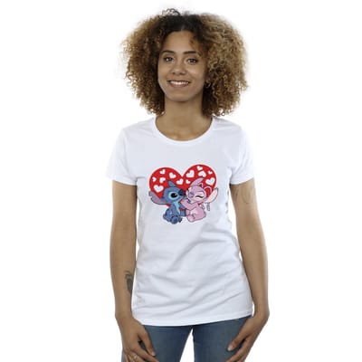 Disney Dames/Dames Lilo & Stitch Hartjes Katoenen T-Shirt (Wit)