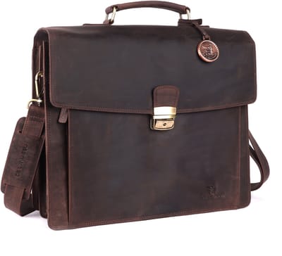 DE LAMASSU® (Axel) Leren Aktetas 17 Inch – Trolleyband – Luxe Business Laptoptas Unisex – Geschenkverpakking