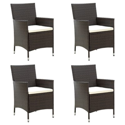 vidaXL - Tuinstoelen - 4 - st - met - kussens - poly - rattan - bruin