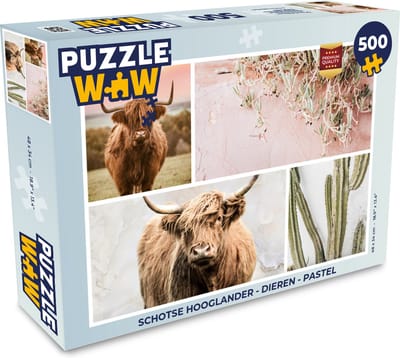 Puzzel Schotse hooglander - Dieren - Pastel - Legpuzzel - Puzzel 500 stukjes