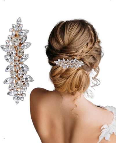 Elegante haarspeld met strass en kristallen, ideaal als bruidshaaraccessoire voor bruiloften en feestelijke gelegenheden, perfect voor lang haar en bruidsmeisjes