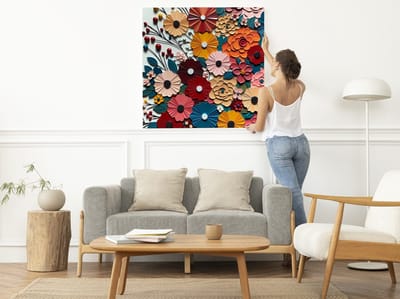 Acryl bloemen schilderij | Prisma bloemen: een verbluffend kunstwerk van acryl en kleurrijke verf | Kunst - 20x20 centimeter op Canvas | Foto op Canvas