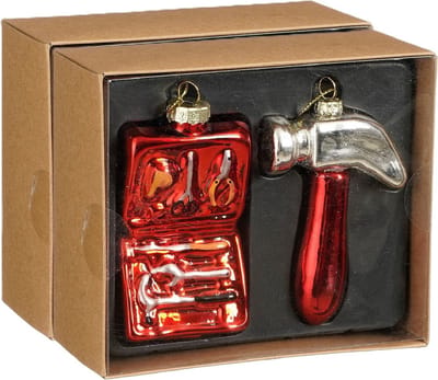 House of Seasons Kersthangers gereedschap - 4x stuks - glas - 14 x12 x 5,5 cm - kerstornamenten