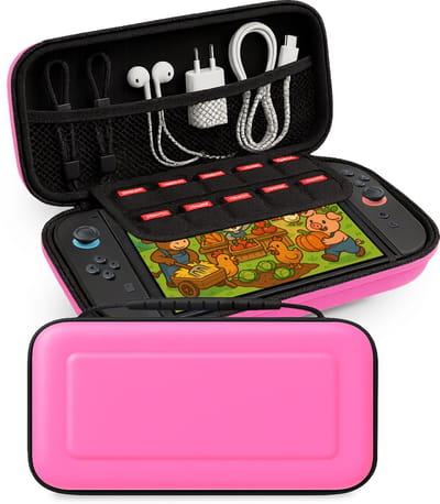 Hoes Geschikt voor Nintendo Switch 2 Case Hoesje - Bescherm Hoes Geschikt voor Nintendo Switch 2 Hoes Hard Cover - Roze