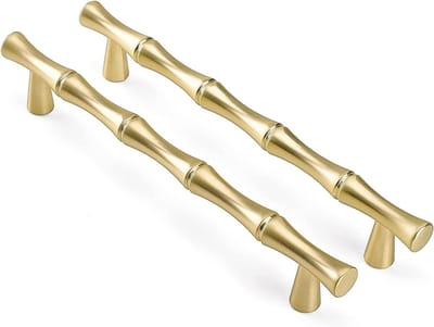 Set van 6 Gouden Meubelhandgrepen met 96mm Gatafstand voor Keuken- en Kastdeuren