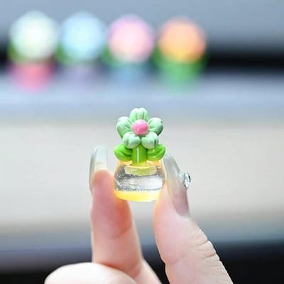 Ornement Décoratif Floral Lumineux Mignon pour Écran de Tableau de Bord de Voiture Couleur Aléatoire one-size vert