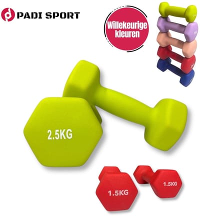 Padisport dumbells Mix 1.5 en 2.5 kg- gewichten set halters - gewichten set dumbbell - dumbells set