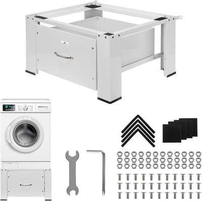 Wasmachine Onderstel - Droger Verhoger - Huishoudelijk Gebruik - Met Lade - 63 x 54 cm - Wit