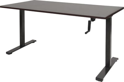Dextro slinger zit/sta 160x80cm, hoogte verstelbare werkplek dmv slinger, t-poot frame. frame kleur zwart (ral9005) en blad logan eiken.