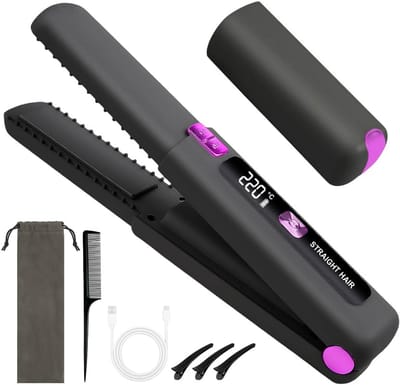 Haarstyler 2-in-1 - Stijltang Krultang - Dagelijkse Stijl - Draadloos Snel Opwarmend - 23 cm - Grijs