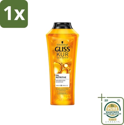 1 x Gliss-Kur - Shampoo - Oil Nutritive - Voedende Shampoo - Voor Stroef & Gespannen Haar - 400 ml- Stroef Haar - Gespannen Haar - Voedend Shampoo - Hydraterend Shampoo - Abrikozenpitolie