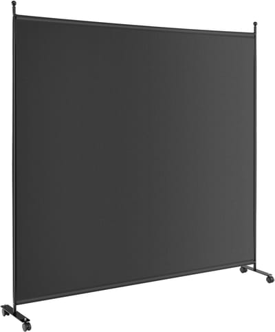 COSTWAY Ruimteverdeler op wieltjes, kamerscherm, 1-delig, scheidingswand opvouwbaar, van stof, inkijkbescherming voor meer privacy en flexibiliteit, 184 x 184 cm (zwart)