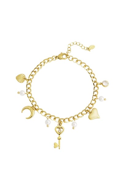 Key to my heart armband - Goudkleurig - Stainless Steel - Bedelarmband - Nikkelvrij - Armband dames - Waterproof - Sieraden voor vrouwen - cadeau