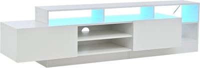 190*40*48,5 cm Modern tv-meubel voor tv's tot 70 inch, open opbergruimte met LED-schermen, geschikt voor slaap- en woonkamer, laag blad met hoogglans afwerking, vrijstaand tv-meubel