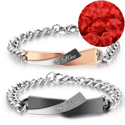 Love Golf Armband Set + Rozenblaadjes = Valentijn Cadeautje voor Hem en Haar - Valentijnsdag - Valentijn Cadeautje voor Mannen