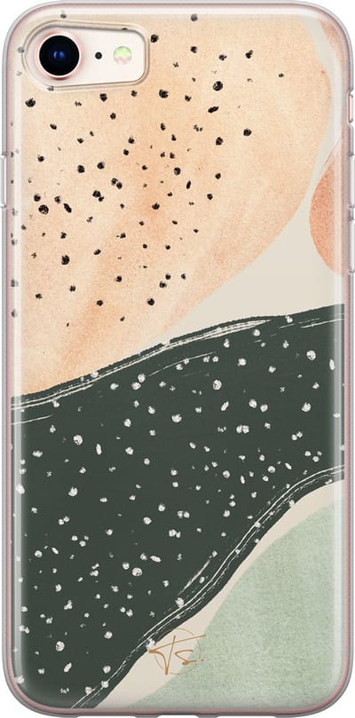 Hoesje geschikt voor iPhone SE (2020) - Abstract peach - Soft Case - TPU - Print - Multi - Mooie Telefoonhoesjes