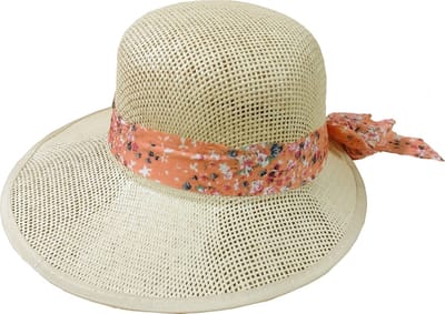 Dames Zomerhoed Audrey - Beige met Roze Lint - Maat 56 - Vakantiehoed
