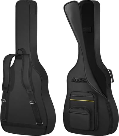 Acoustische gitaar tas voor E-bass - Zwarte E-Bass tas met extra bescherming en opbergruimte