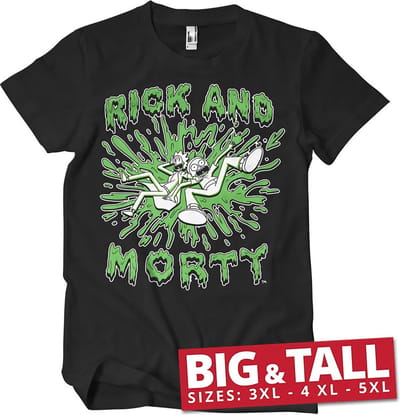 Rick And Morty Splash Big & Tall T-shirt Zwart