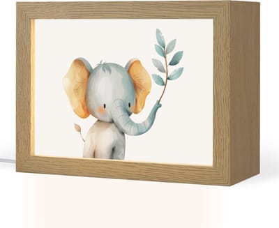 Nachtlampje 20x15 cm - Kinder lampje - Olifant - Dier - Pastel kleuren - Tafellamp kinderkamer - Slaapkamer lamp - Bedlamp kinderen - Kinderlampje stopcontact - Wandlamp babykamer - Nachtlampjes