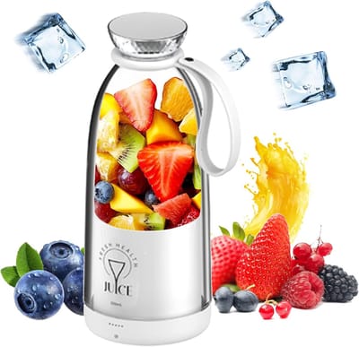 Draagbare Smoothiemaker To Go 500 ml - Oplaadbare Mixer met 6 Messen Roestvrij Staal, Fresh Juice Fles voor Babyvoeding, Sportschool, Reizen (Wit)