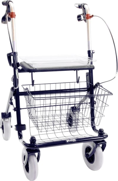 Rollator 43 cm zitbreedte - Premis Provo - Tot 120 kg - In hoogte verstelbaar - Voorzien van verlengde duwbuizen - Metallic Zwart